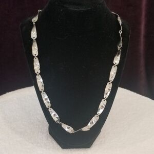 Vintage Silver Necklace "Leaf Link" Or "Foliage" Style. 28" Long